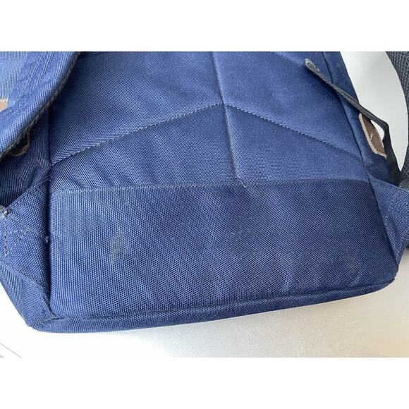 Poler Outdoor Stuff Blue Tan Leather Backpack Drawstring Lightweight Bag Oregon - Picture 4 of 9